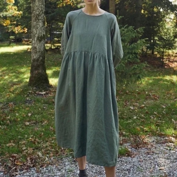 Linenfox Dresses & Skirts - Linenfox Margo Dress Pine Green XS (Price firm) (See notes about imperfections)